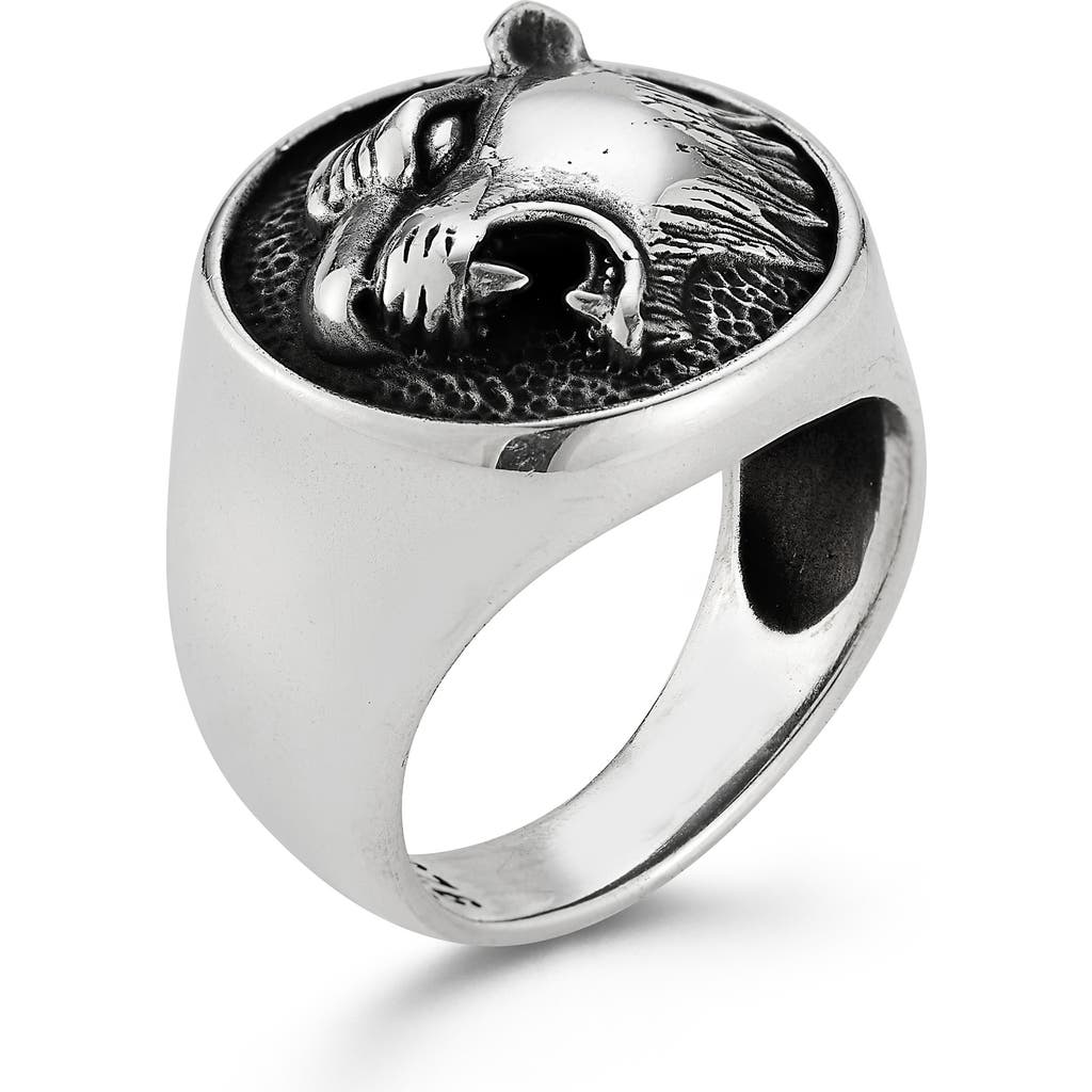 Yield Of Men Tiger Signet Ring In Metallic