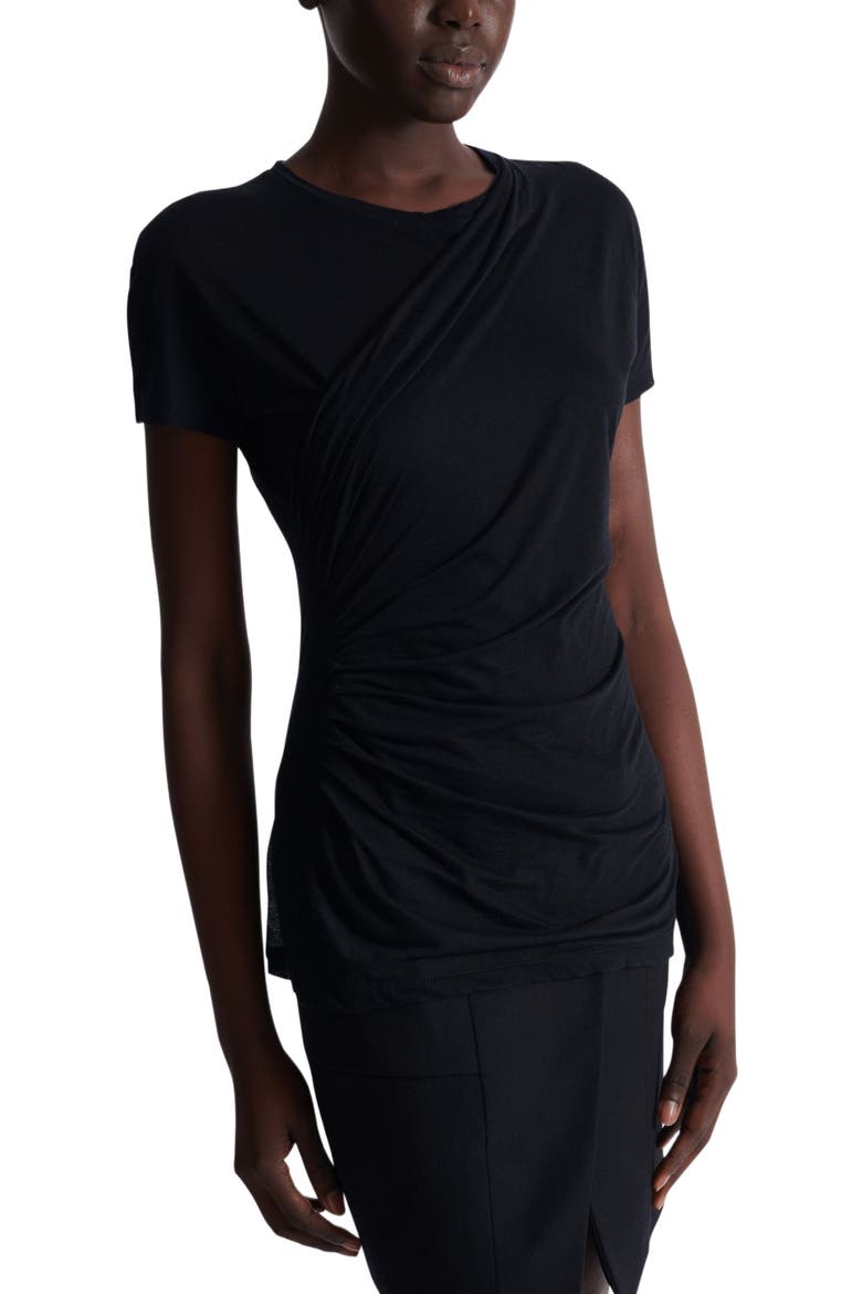 Draped T-shirt, Alternate, color, black