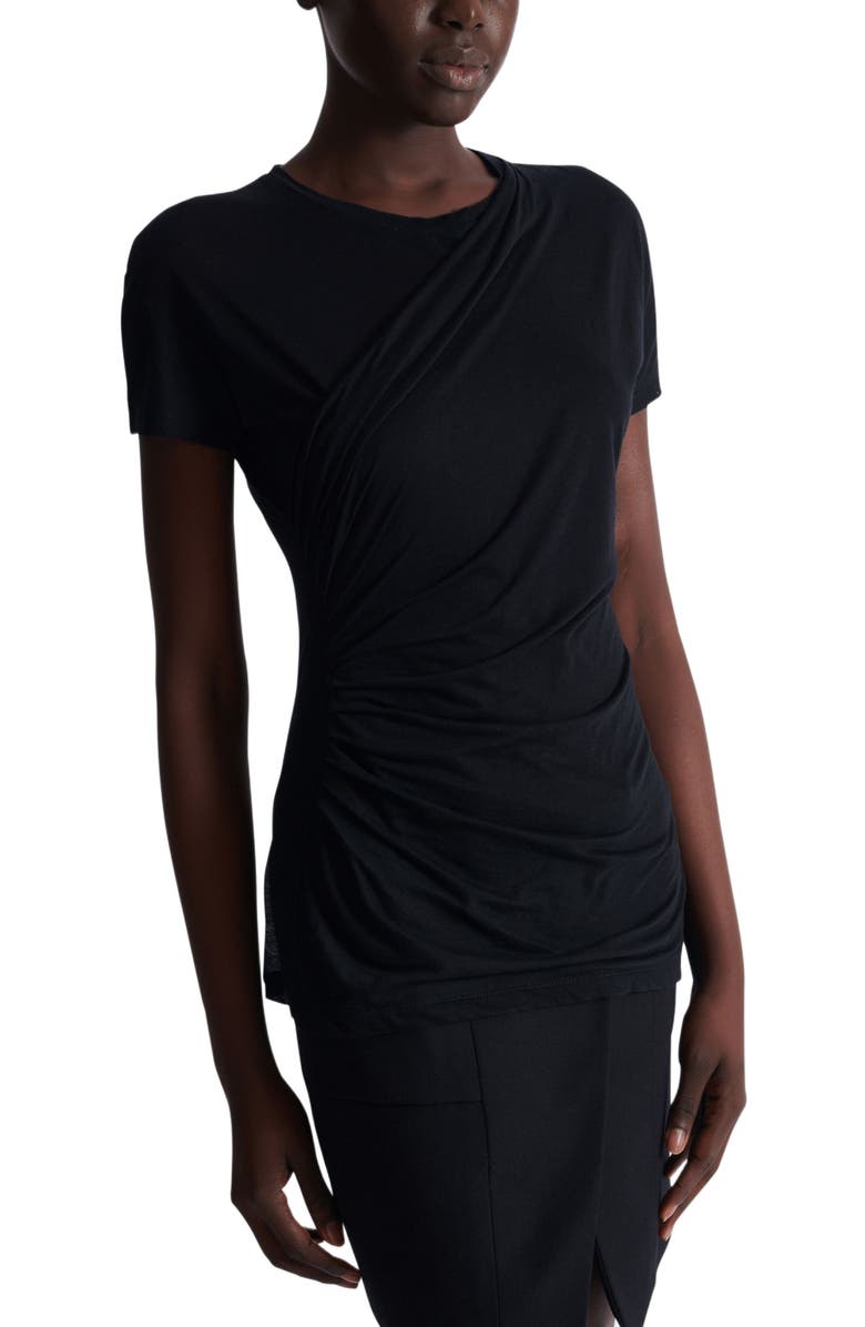 Balmain Draped T-shirt, Alternate, color, Black