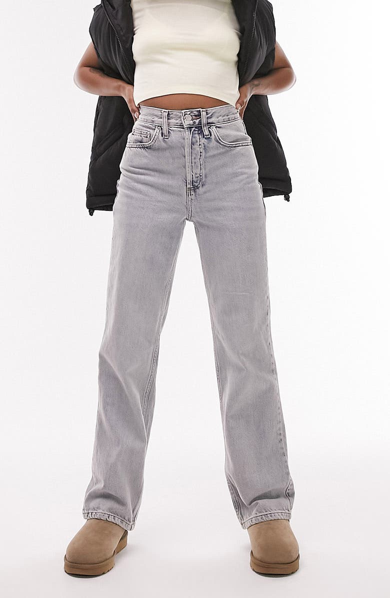 Topshop Kort High Waist Straight Leg Jeans, Main, color, 