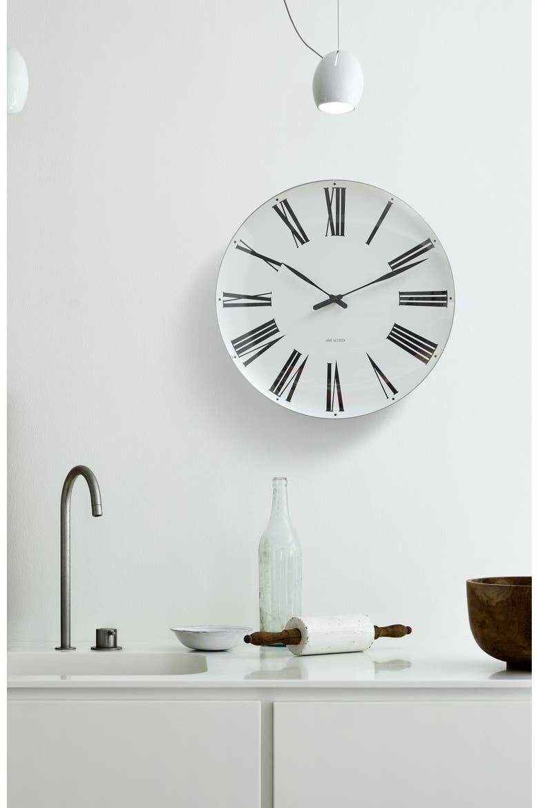 Roman Wall Clock, Medium, Alternate, color, White/Black