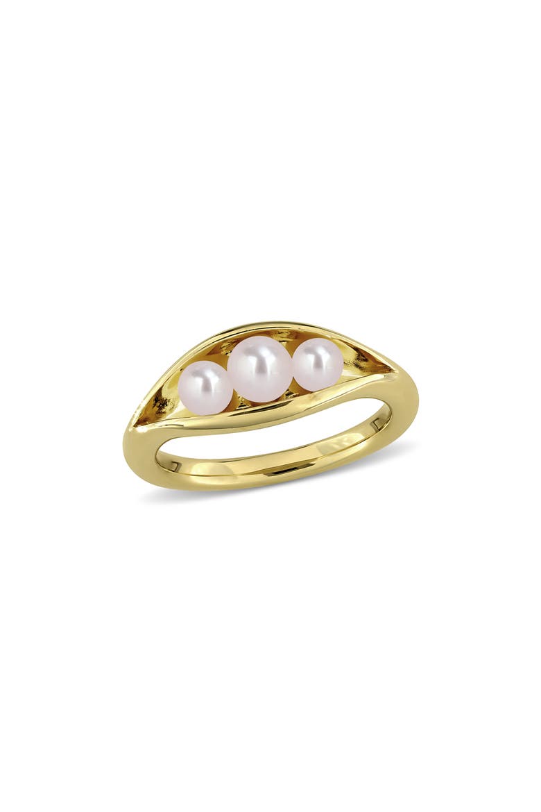 Cultured Freshwater Pearl Curved Ring, Main, color, WHITE GOLD