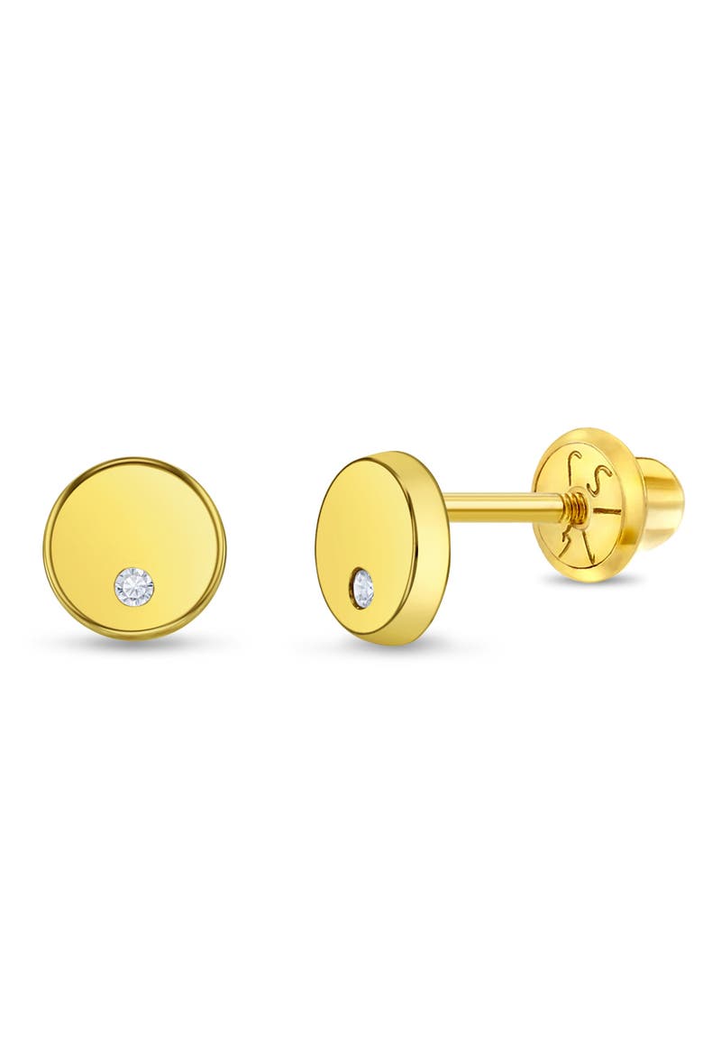 14k Delicate CZ Girl Earrings, Main, color, Gold