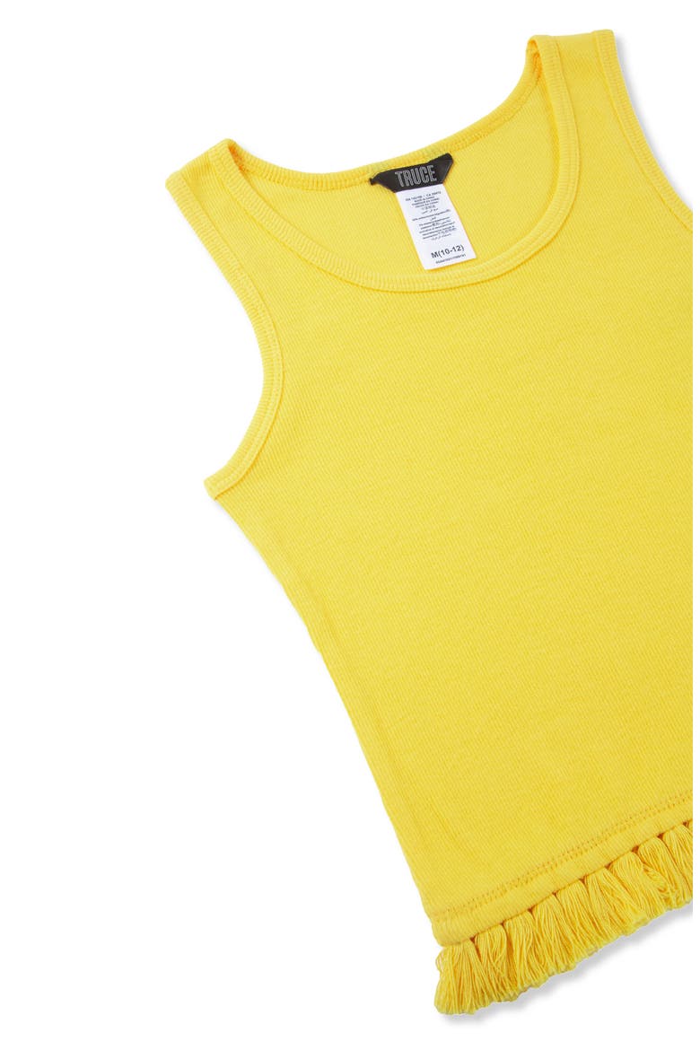 Kids' Fringe Hem Cotton Tank Top, Alternate, color, YELLOW