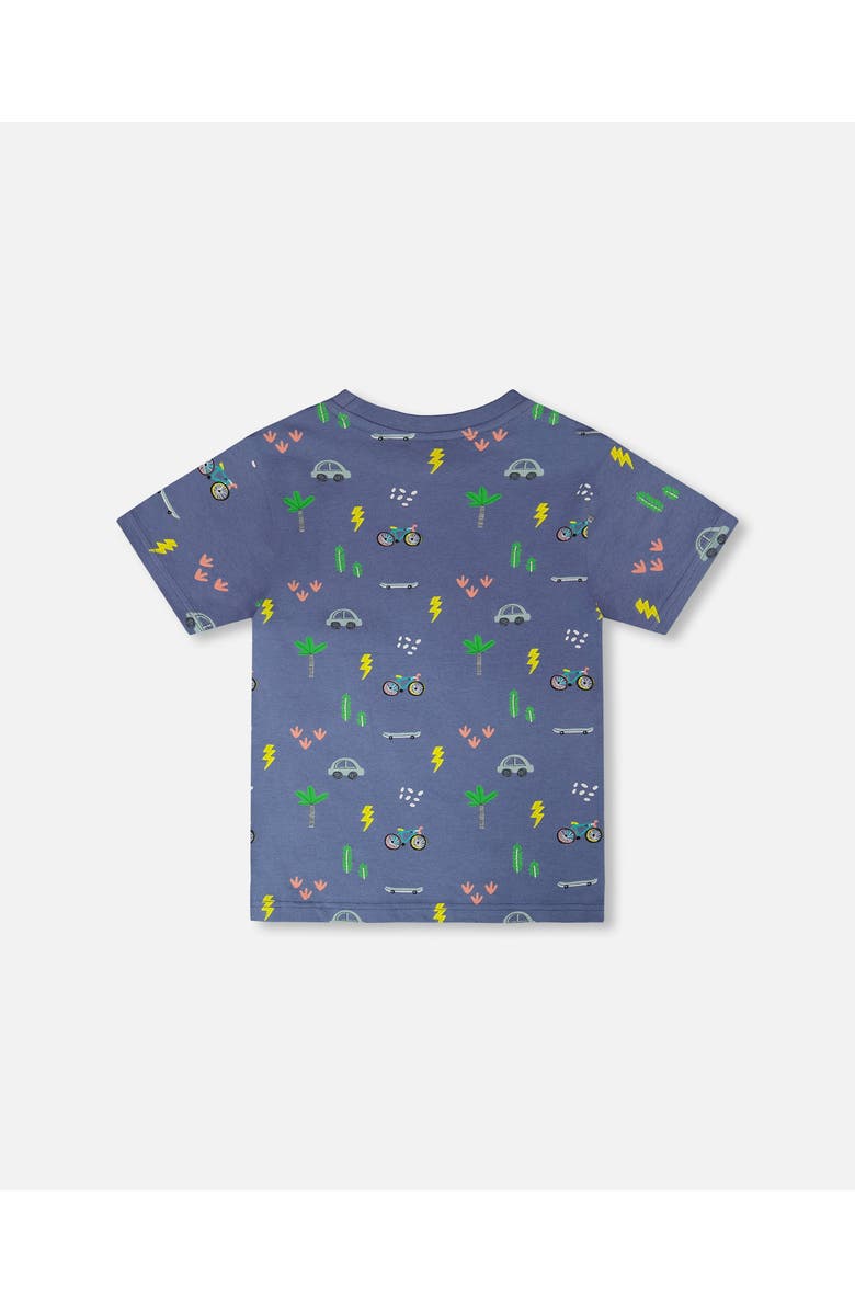 Deux par Deux Organic Cotton Jersey Bicycle T-Shirt, Alternate, color, Blue Bicycle Print