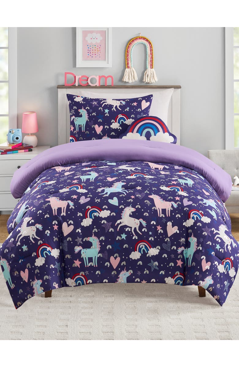 VCNY HOME Print 3-Piece Comforter Set, Alternate, color, Dark Purple