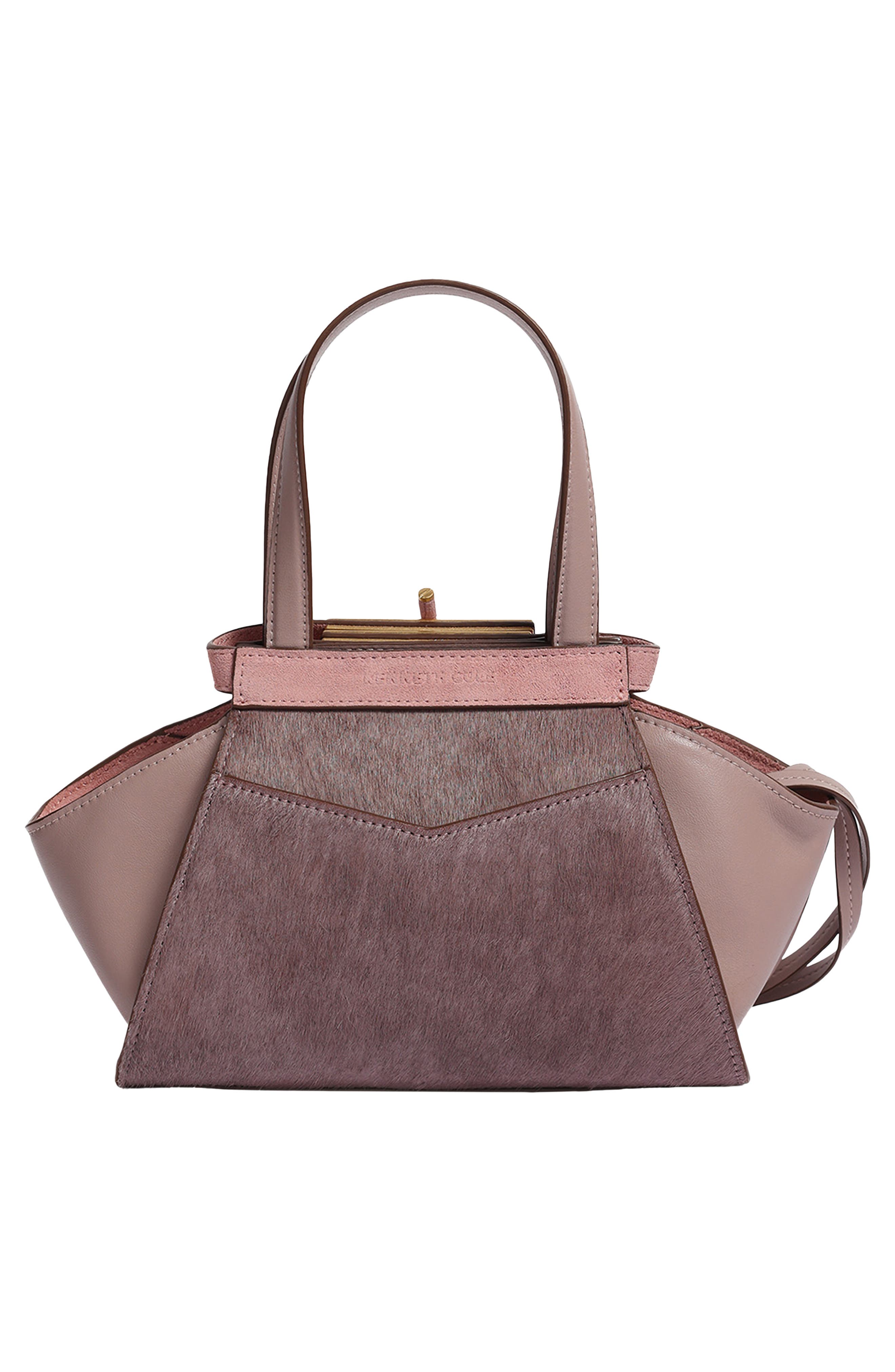 Crosby Small Leather & Haircalf Satchel, Alternate, color, LAVENDAR