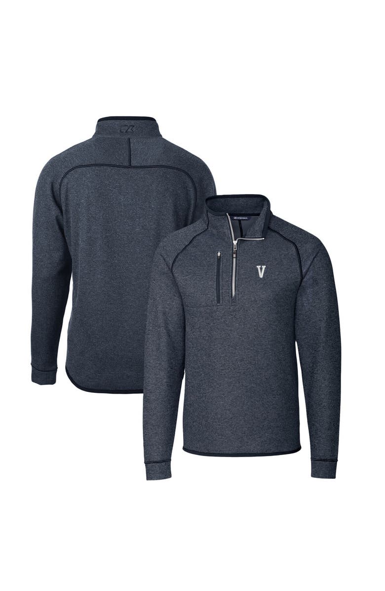Cutter & Buck Men's Cutter & Buck Heather Navy Villanova Wildcats Mainsail Sweater-Knit Half-Zip Pullover Jacket, Main, color, 
