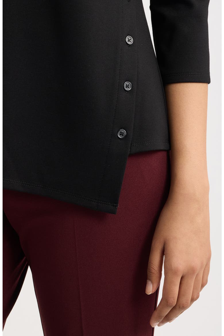 Asymmetric Button Hem Top, Alternate, color, ANNE BLACK
