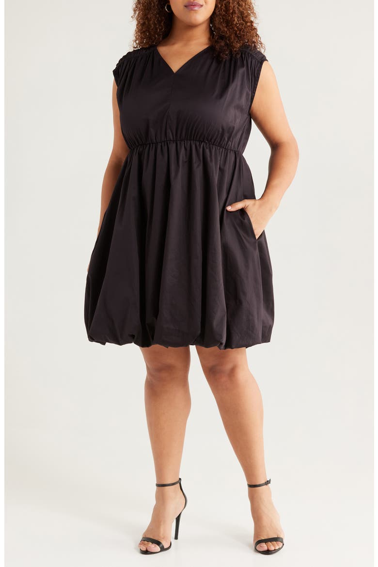 Arla Bubble Hem Cotton Dress, Main, color, BLACK