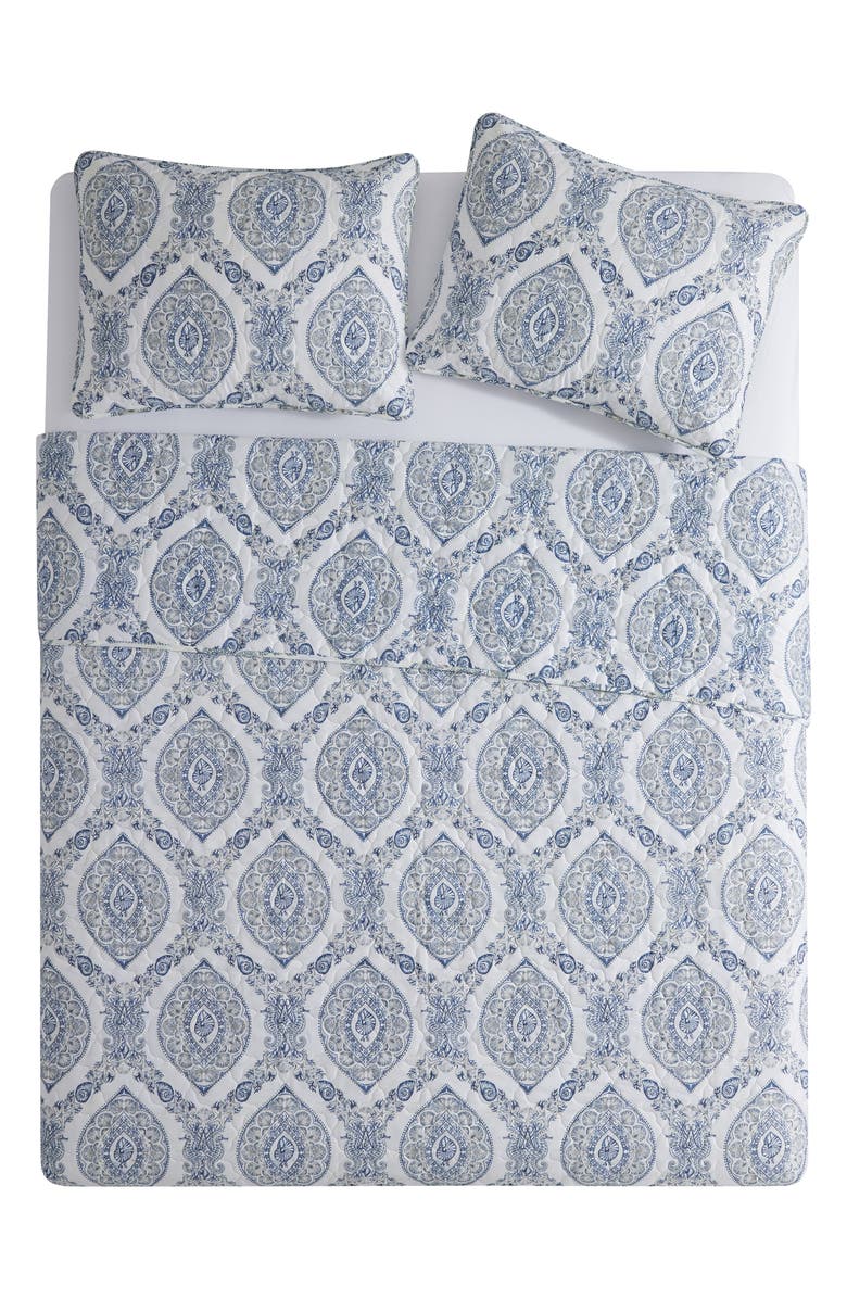 VCNY HOME Sea Damask 3-Piece Quilt Set, Main, color, Blue/ Multi
