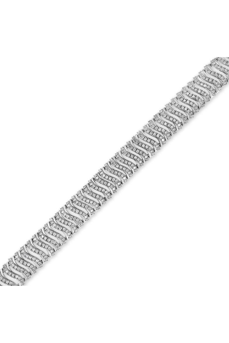 Silver 5.00 Cttw Round-Cut Diamond "S" Link Bracelet, Alternate, color, White