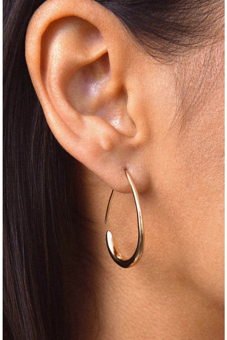 Simple Threader Hoop Earrings, Alternate, color, GOLD