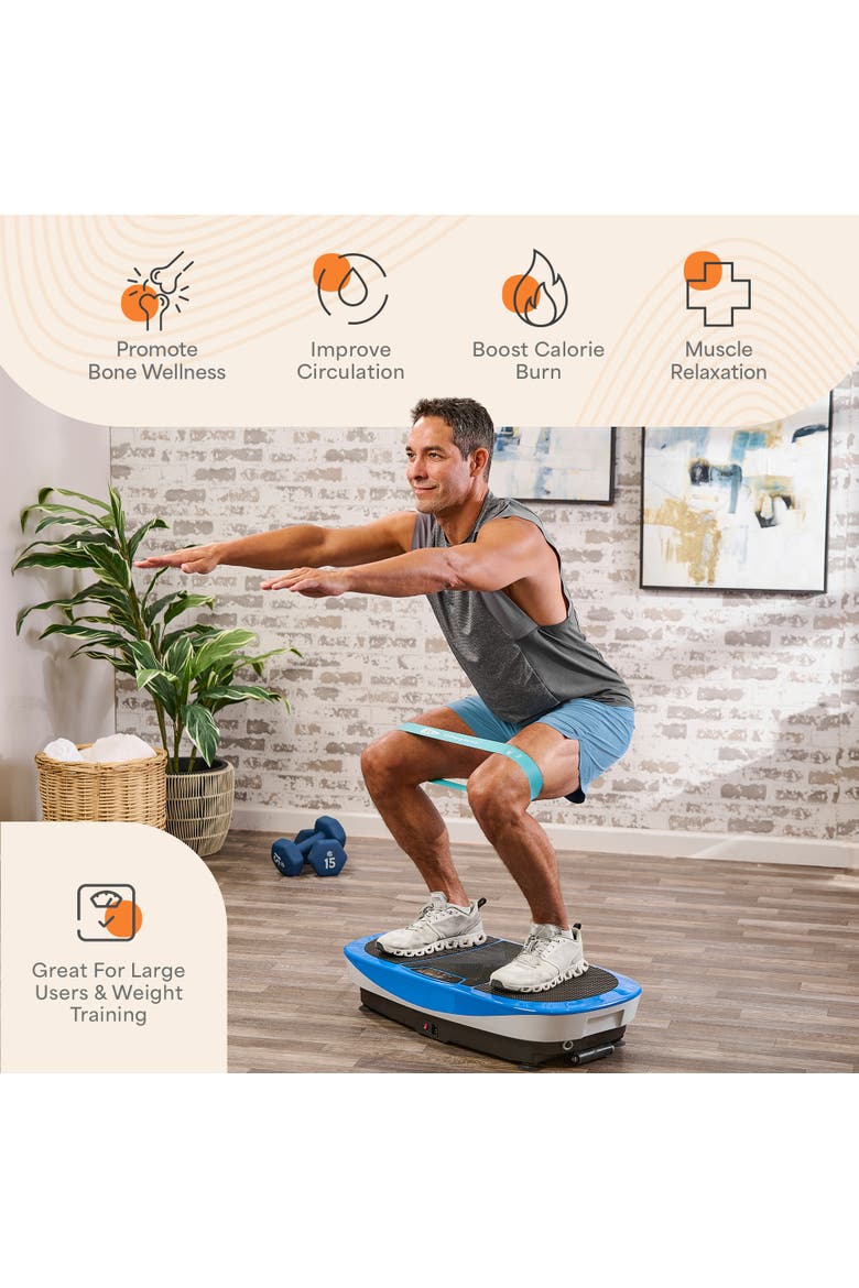 Rumblex Max 4D Vibration Plate Exercise Machine with Bands for Home Fitness and Recovery, Alternate, color, Blue