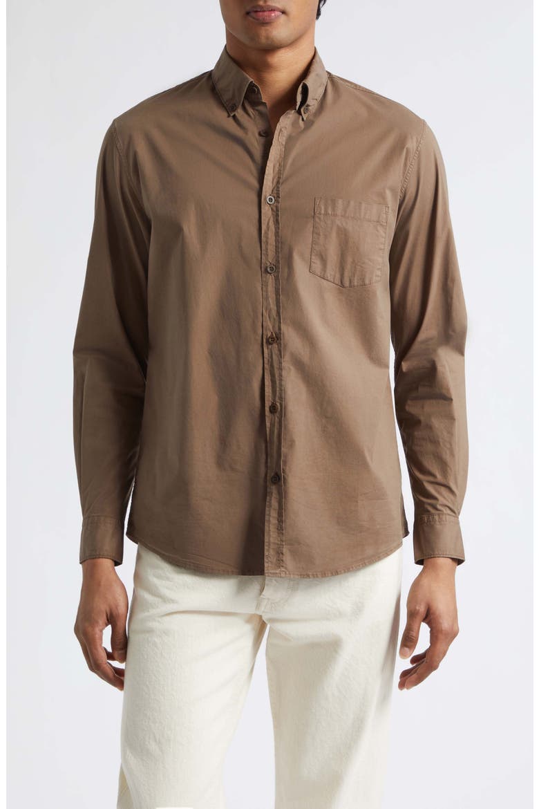 Soft Stretch Poplin Button-Down Shirt, Main, color, DARK CEDAR