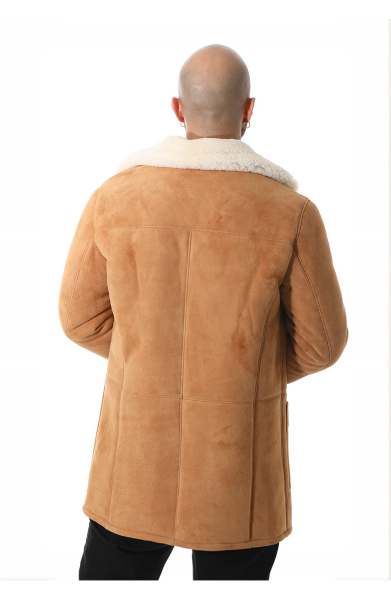 Furniq UK William Suede Shearling Coat, Main, color, Whiskey