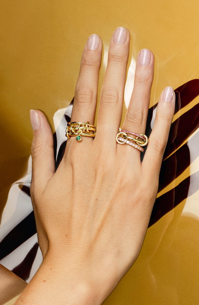 Spinelli Kilcollin Norah Rose Pavé Linked Ring, Alternate, color, Yellow Gold