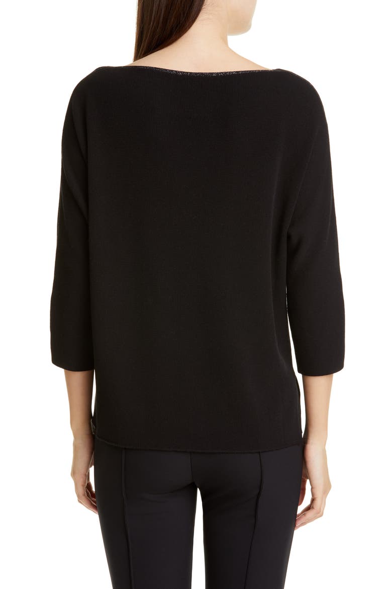 Glitter Trim Dolman Sweater, Alternate, color, BLACK