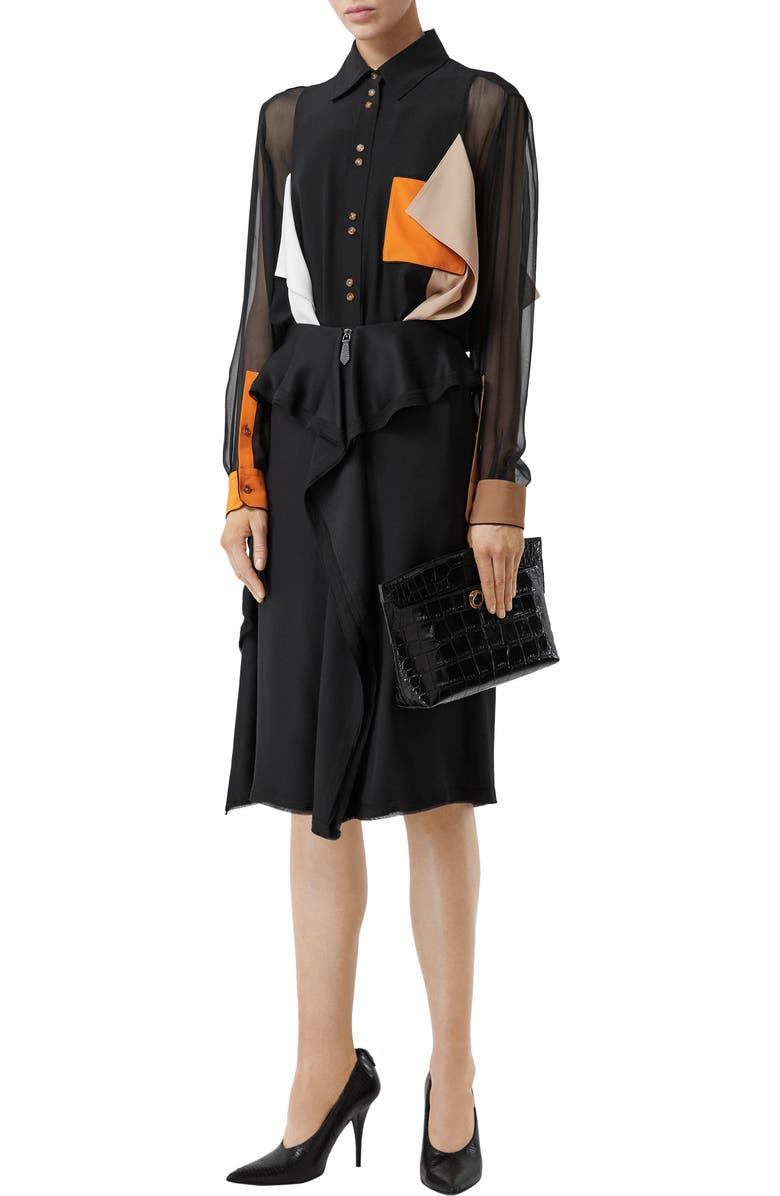 Burberry Society Embossed Leather Clutch, Alternate, color,