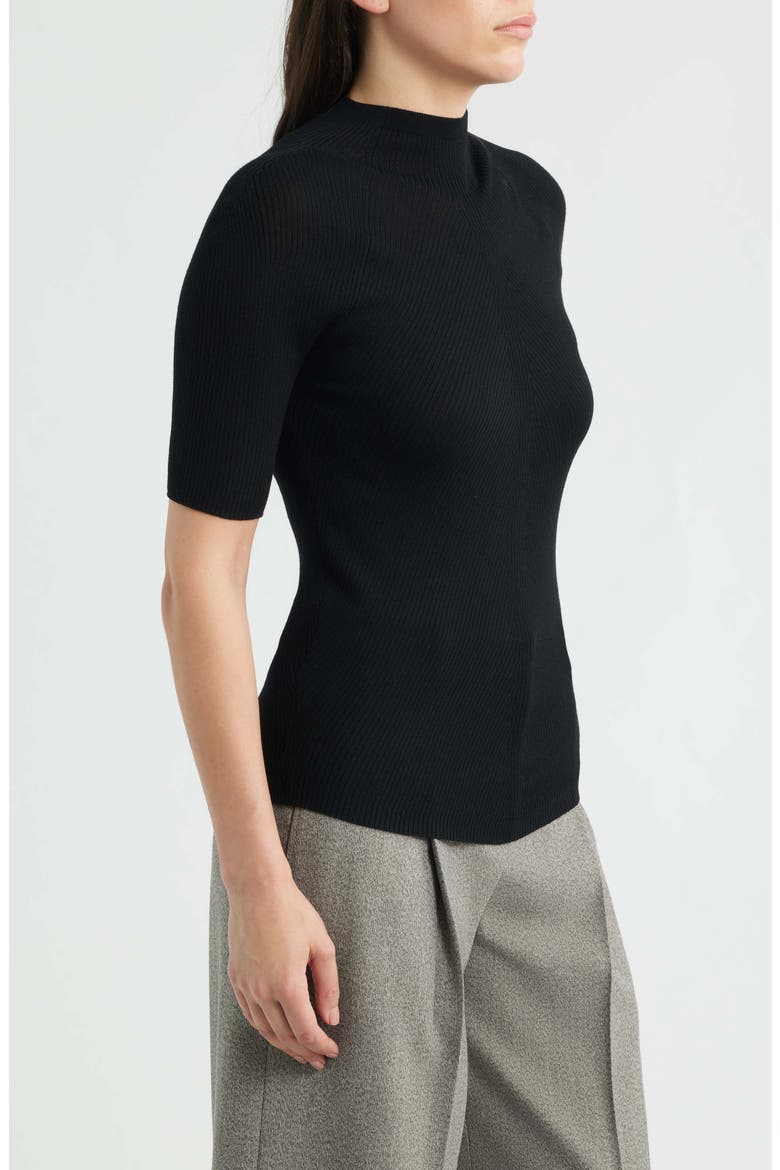 Faleri Virgin Wool Rib Sweater, Alternate, color, BLACK