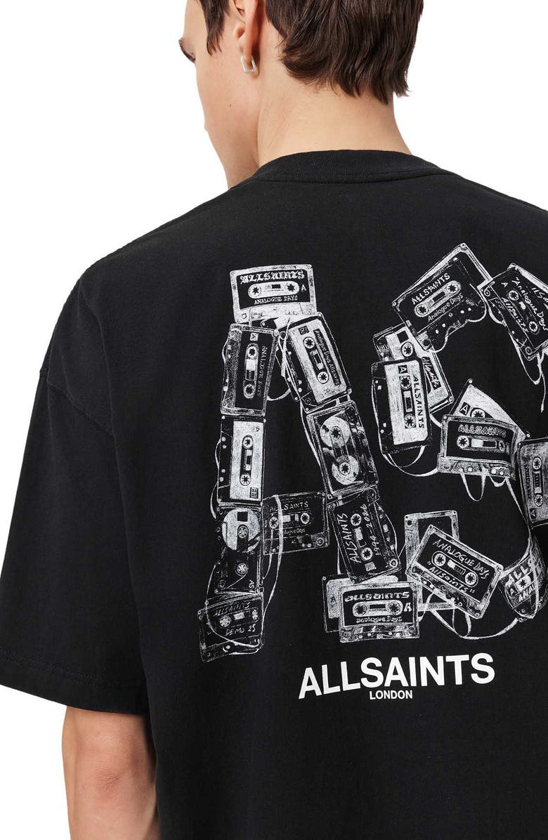 AllSaints Mixtape Cotton Graphic T-Shirt, Alternate, color, Jet Black