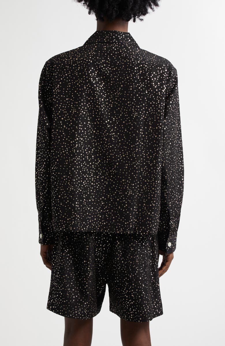 Bode Glitter Dot Faille Button-Up Shirt, Alternate, color, Black Silver