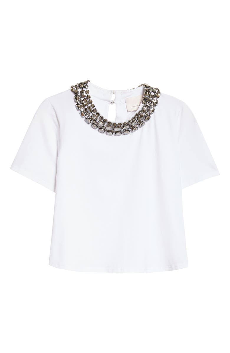 Cinq à Sept Embellished Cotton T-Shirt, Alternate, color,