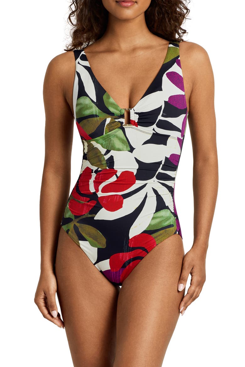 Ring Underwire One-Piece Swimsuit, Main, color, MULTI