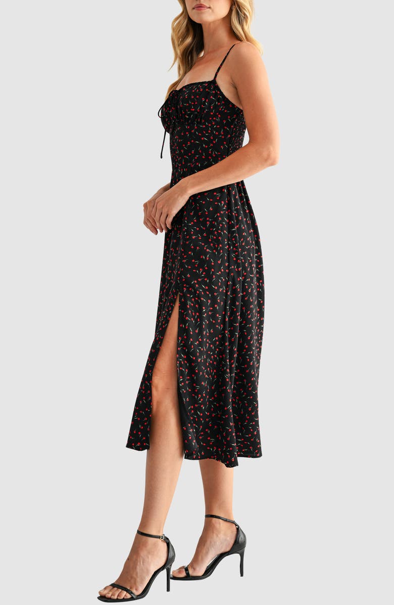 All in Favor Midi Sundress, Alternate, color, Black Red Floral