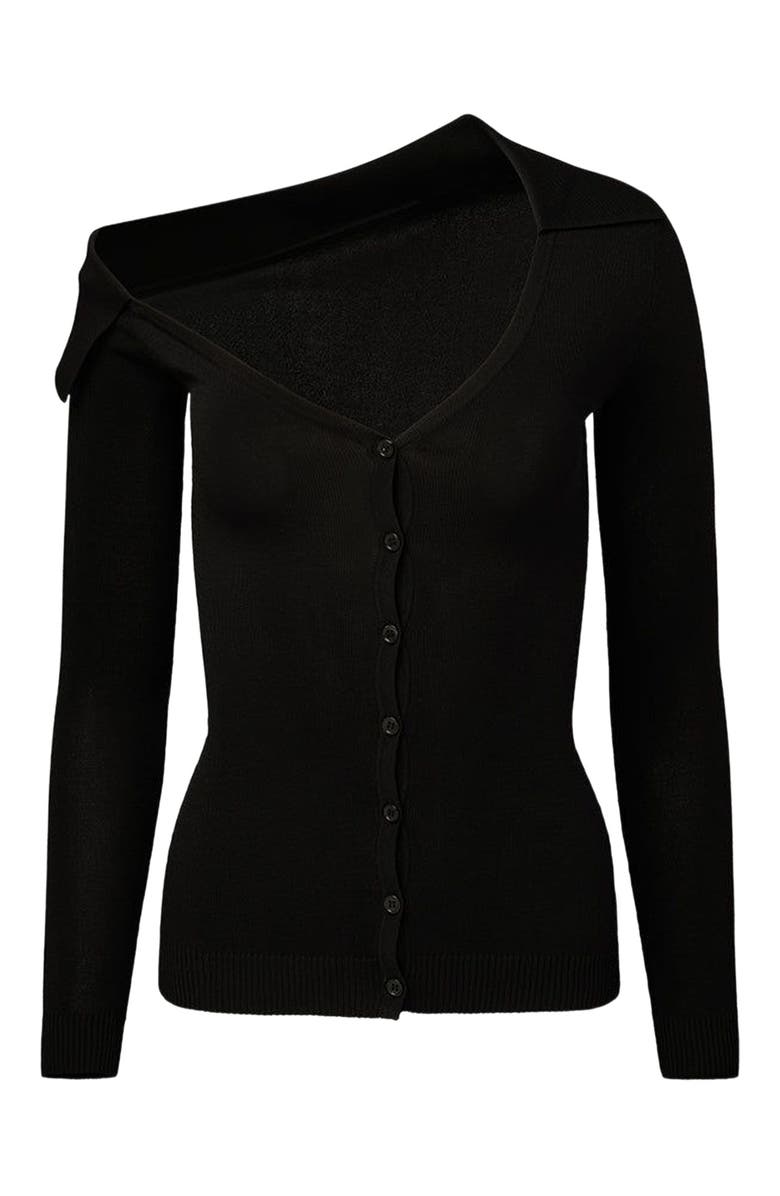 WeWoreWhat Off The Shoulder Collared Shirt, Alternate, color, Black