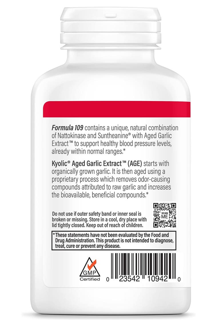 Aged Garlic Extract Formula 109, Blood Pressure Health, 160 Capsules, Alternate, color, None