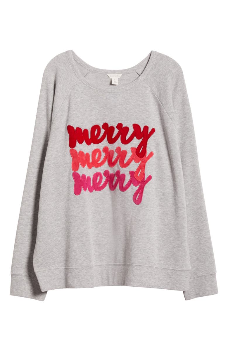 Caslon<sup>®</sup> Merry Appliqué Sweatshirt, Alternate, color, Grey Heather Merry Graphic