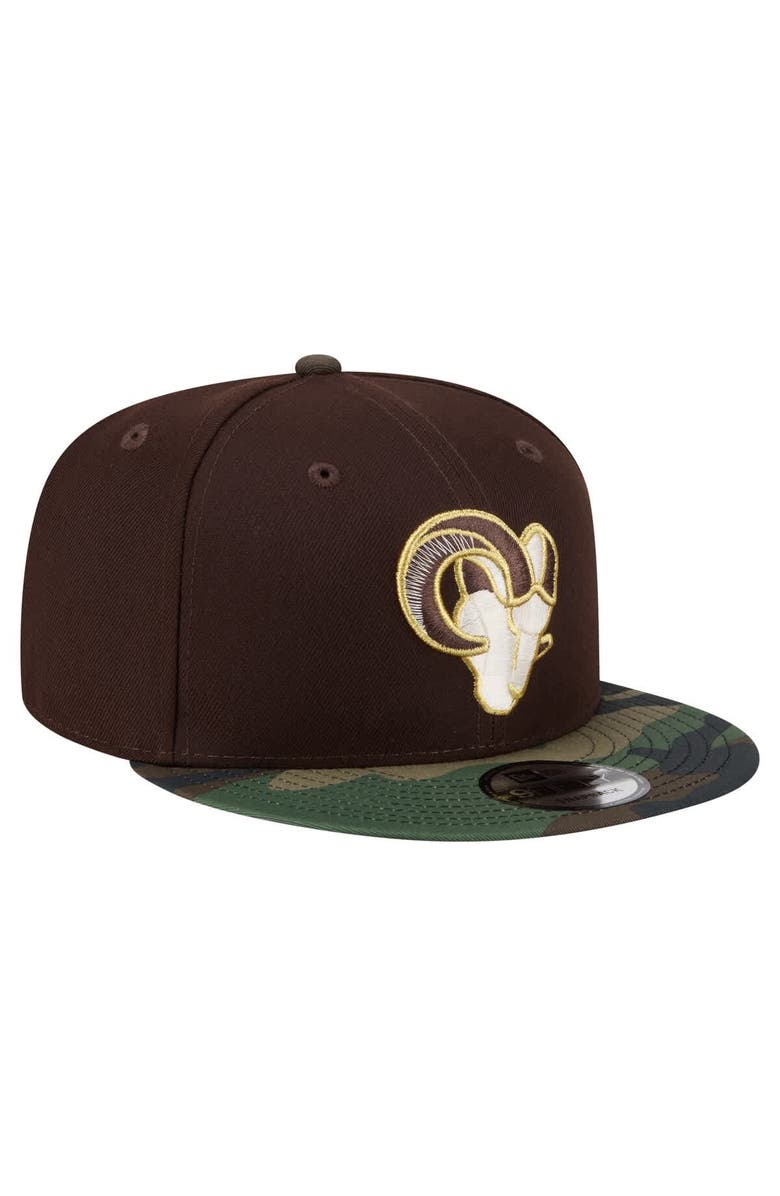 New Era Men's New Era  Dark Brown Los Angeles Rams Burnt Wood Camo 9FIFTY Snapback Hat, Alternate, color, Dark Brown