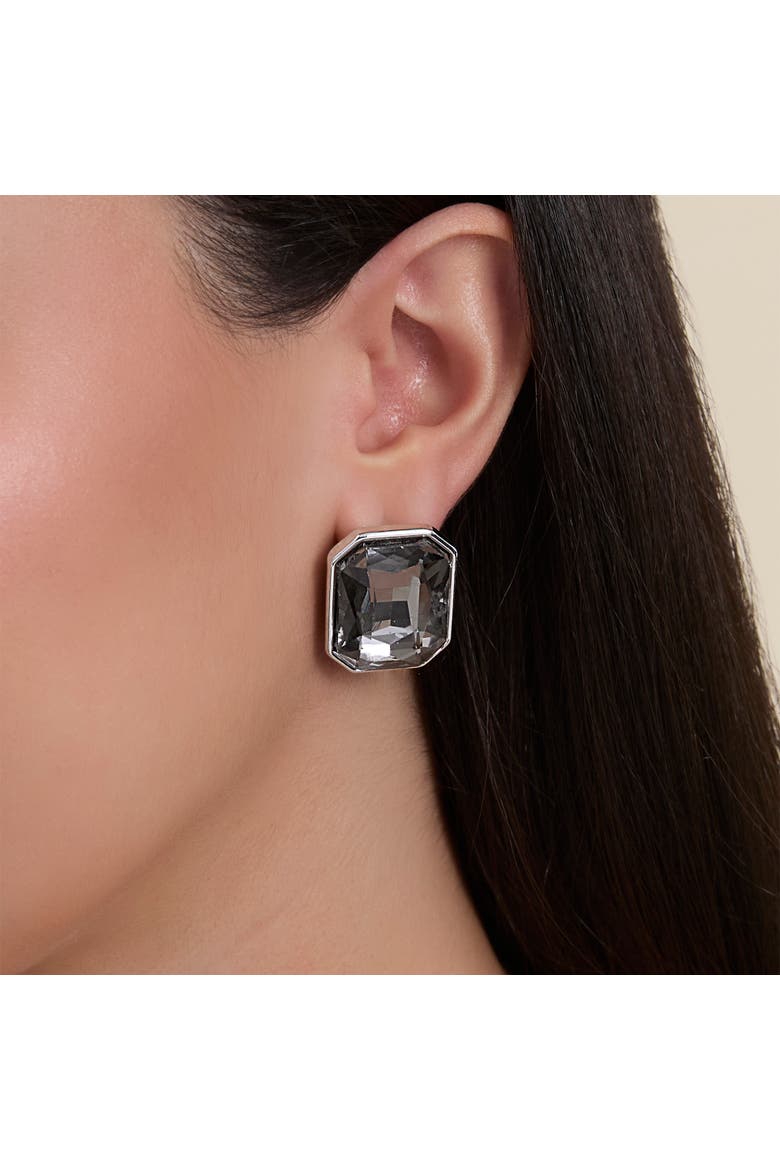 Gemstone Crystal Stud Earrings, Alternate, color, Smoke Grey