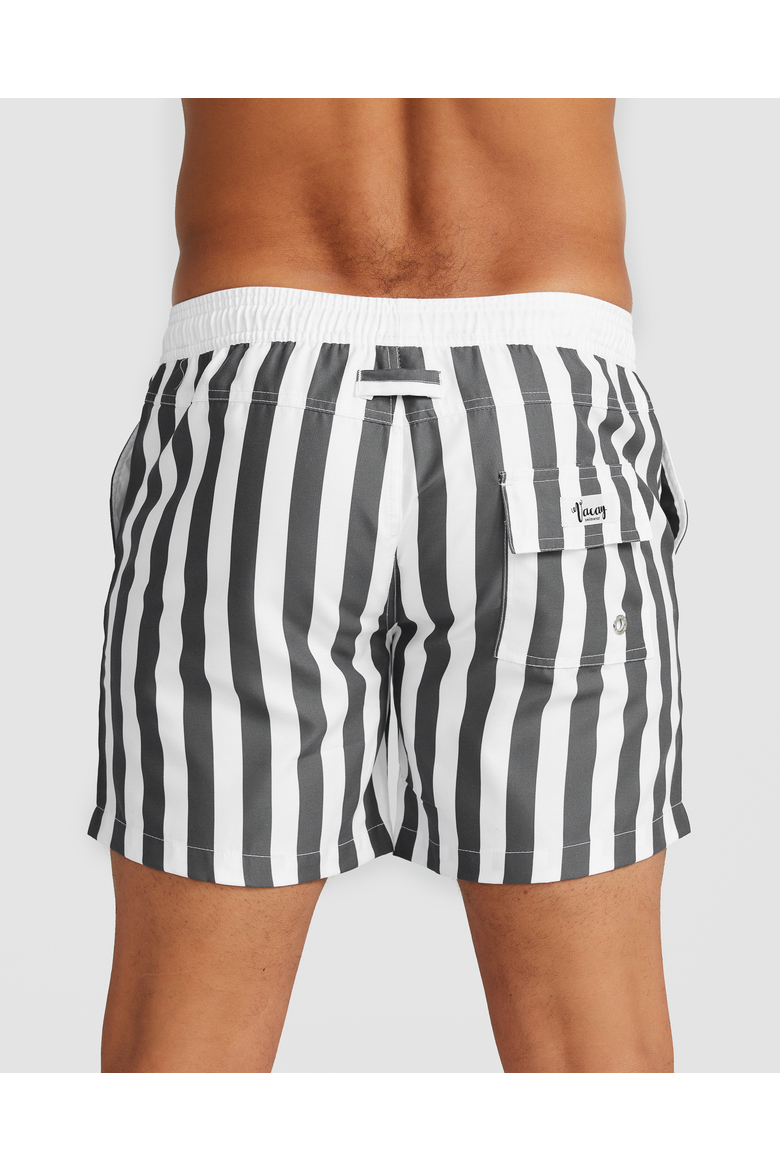 St. Barth Swim Short, Alternate, color, Charcoal & White Panel Stripe