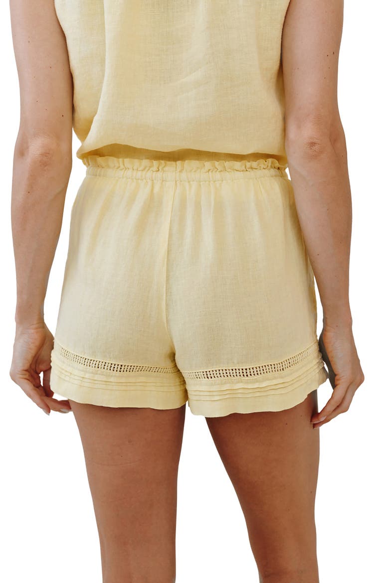 Lattice Pintuck Linen Shorts, Alternate, color, LEMON DROP