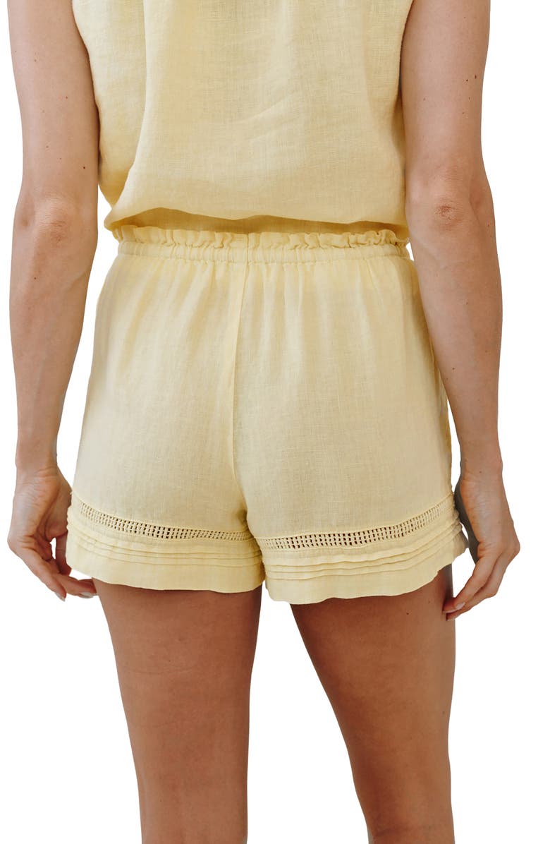 Bella Dahl Lattice Pintuck Linen Shorts, Alternate, color, Lemon Drop