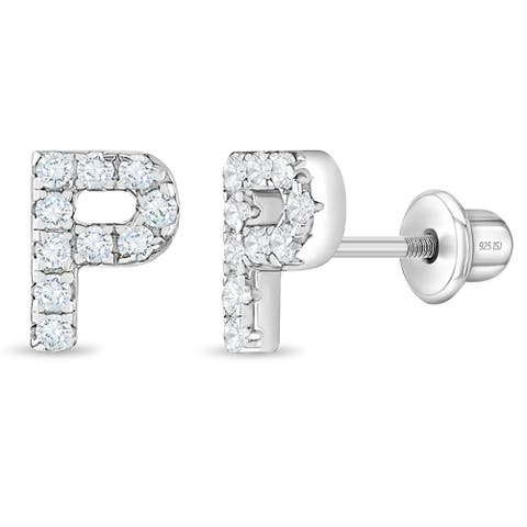 Cubic Zirconia Letter Initial Earrings