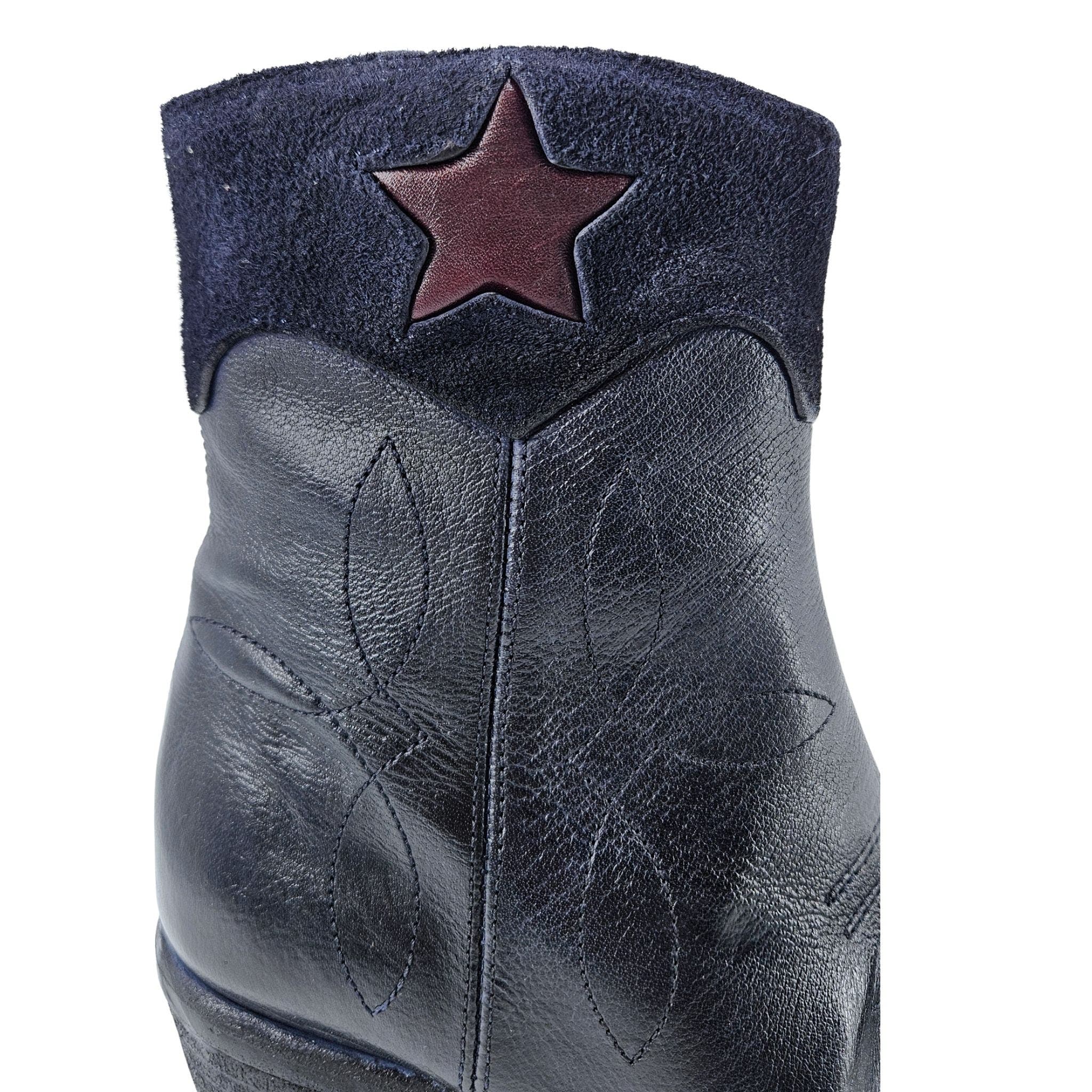 Cowboy Round Toe Star Ankle Boot, Alternate, color, Navy
