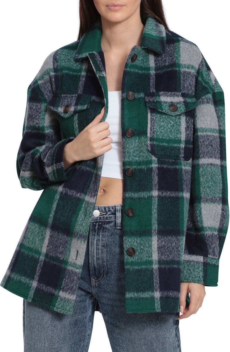 Avec Les Filles Boyfriend Plaid Print Shacket, Alternate, color,