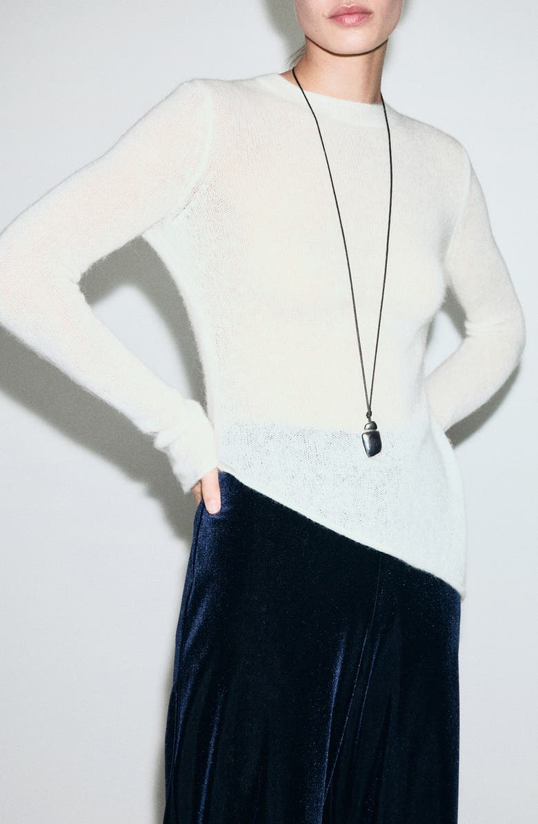 MANGO Wide Leg Velvet Pants, Alternate, color, Navy