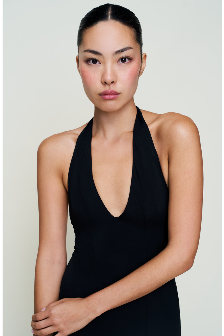 Halter Dress, Alternate, color, Black