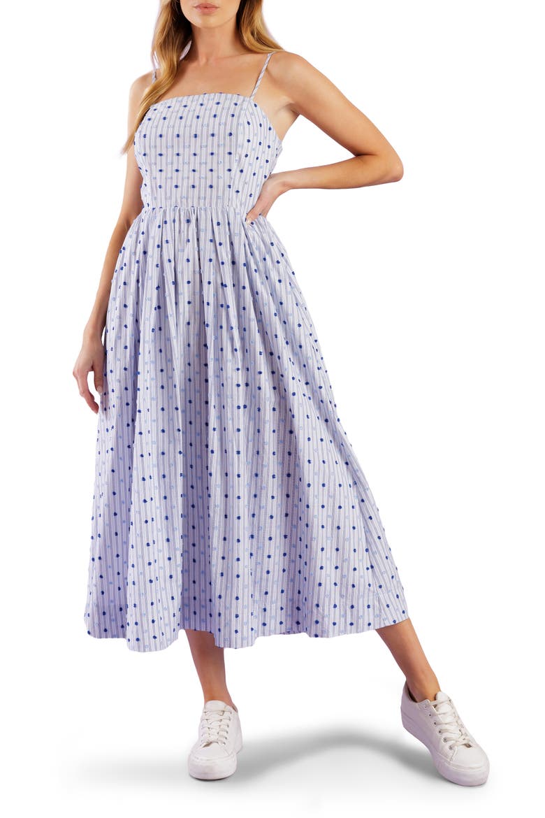 Textured Dot Midi Dress, Main, color, BLUE