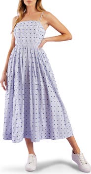 FLYING TOMATO Textured Dot Midi Dress