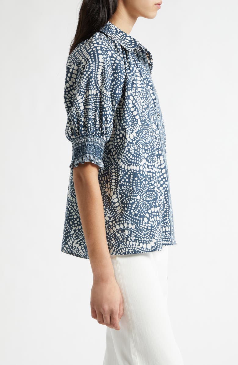 Ramy Brook Freya Cotton Button-Up Shirt, Alternate, color, Navy Dot