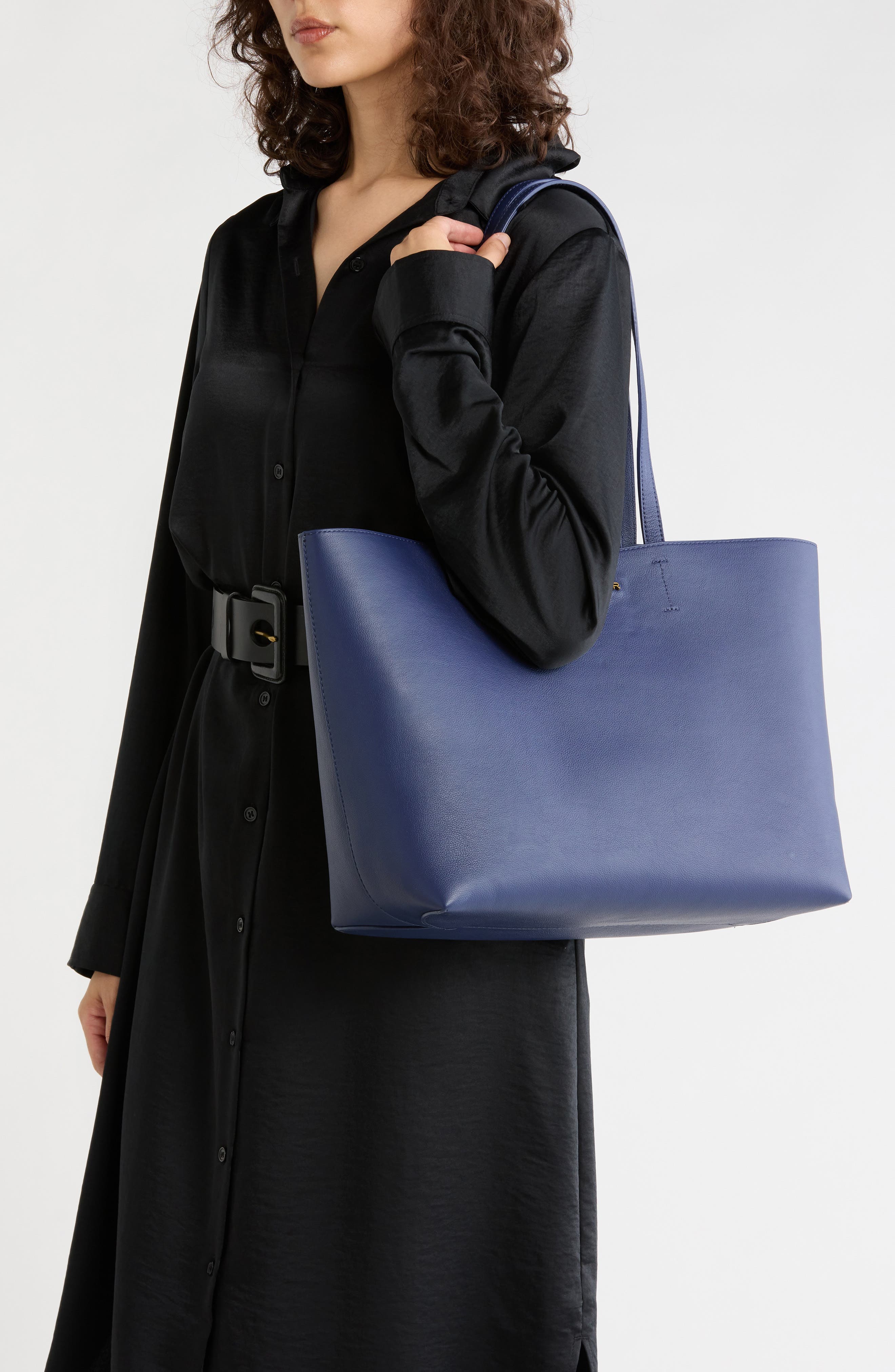 Angel Leather Shopper, Alternate, color, DARK BLUE