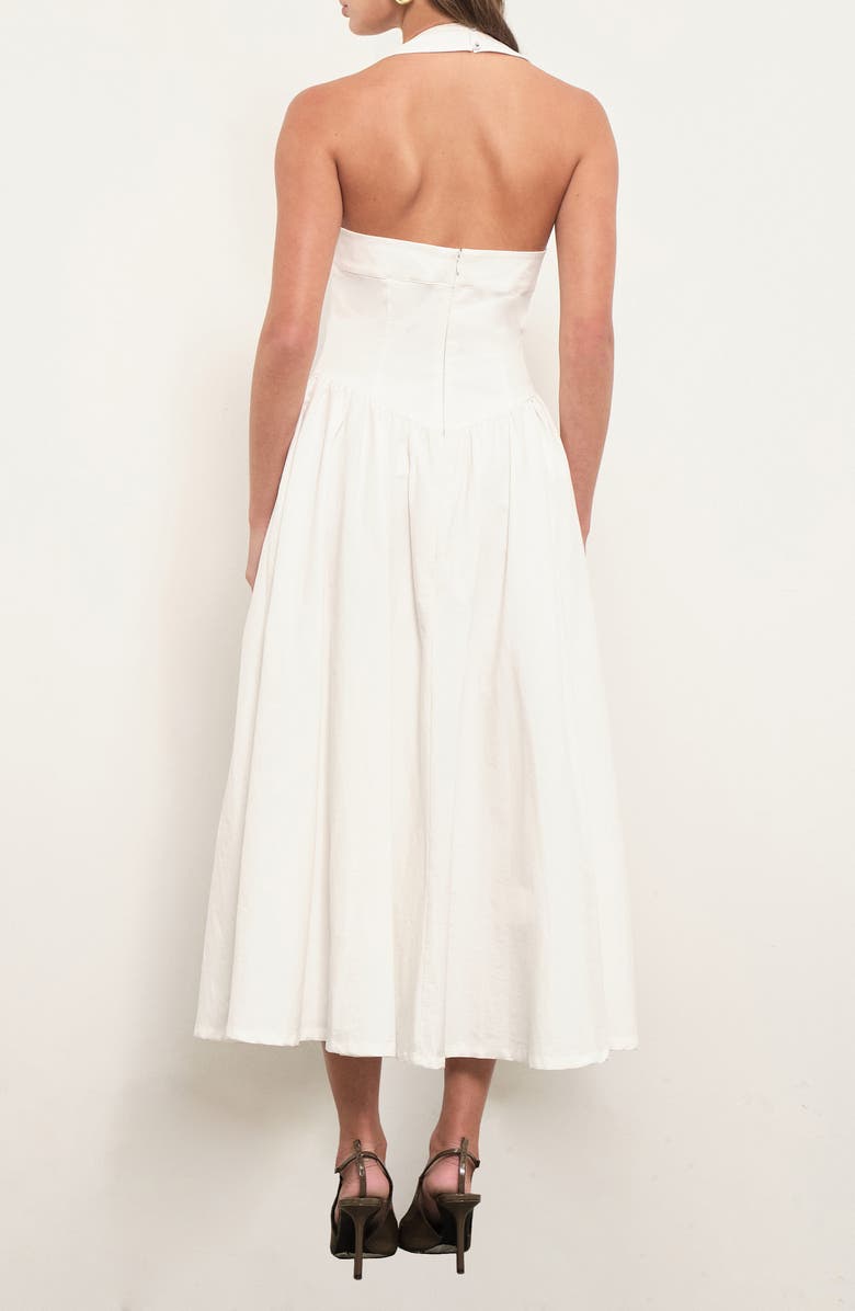 MAUDE CLUB Zoa Drop Waist Midi Dress, Alternate, color, White