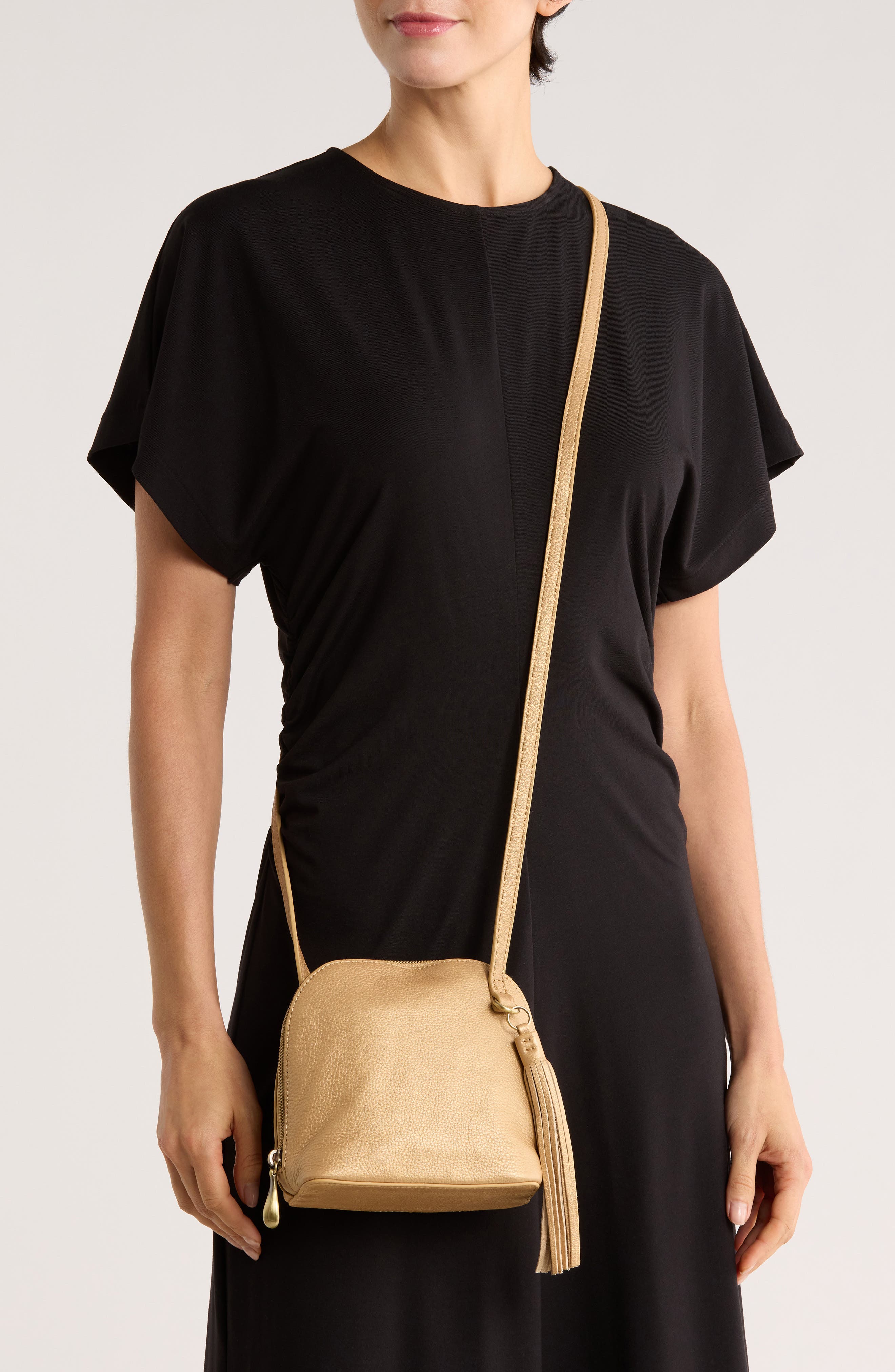 HOBO Nash Calfskin Leather Crossbody Bag, Alternate, color, Dusty Gold