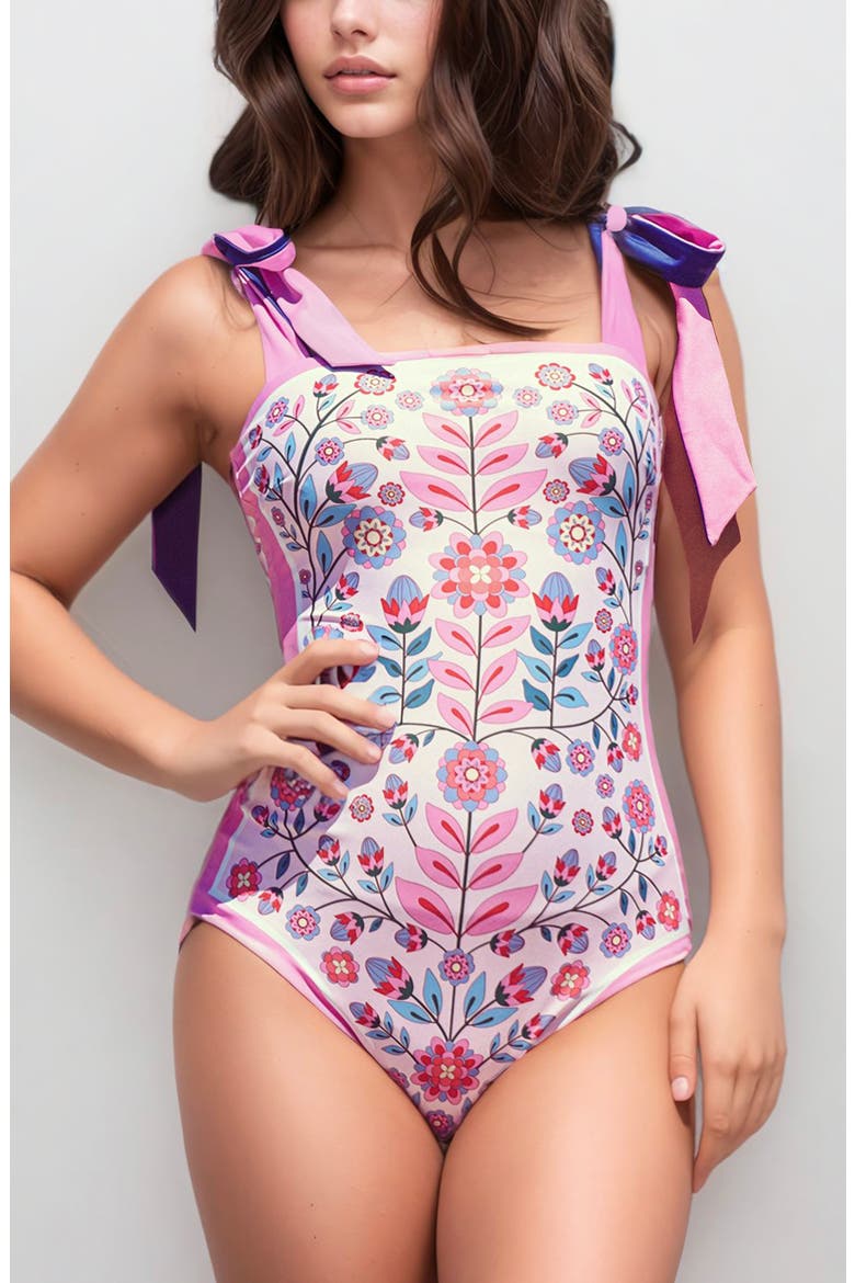 Pink Garden Reversible One Piece Swimsuit, Main, color, Pink