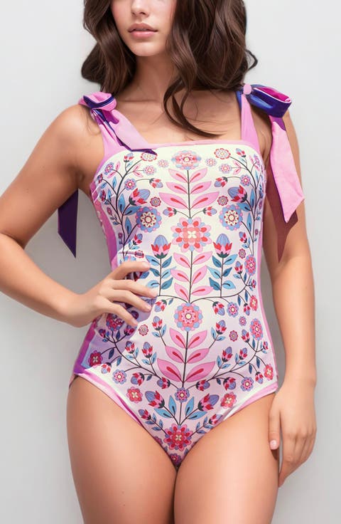 Pink Garden Reversible One Piece Swimsuit